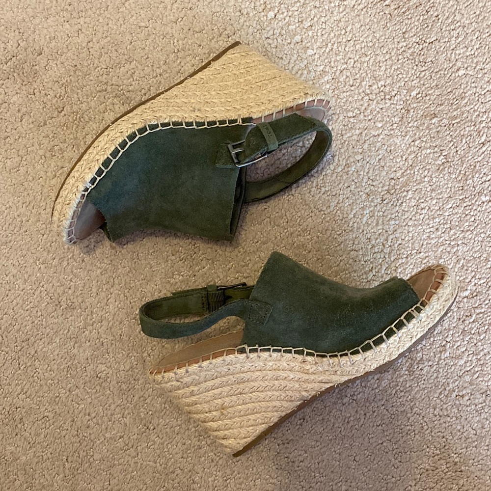 TOMS “Monica” Open Toe Slingback Espadrille Wedges